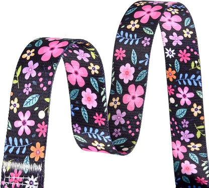 Mihqy Dog Collar and Leash Set with Bohemia Floral Tribal Geometric Patterns - Soft Ethnic Style Collar Adjustable for Small Medium Large Dogs(Floral Set,S)