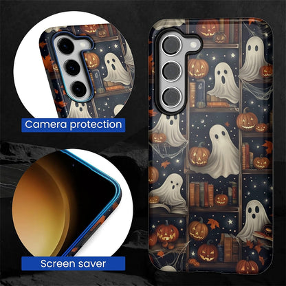 TAMEFOX Case for Samsung Galaxy S23,Anti Drop Scratch Protective Phone Cover Case for Women Girl-Halloween Ghost Pumpkin Decorations