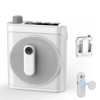 15W Wireless Voice Amplifier with 2 Magnetic Lavalier Mics & Noise Reduction - Bluetooth 5.3 PA System for Teachers, Tour Guide, Yoga - 15H Rechargeable Battery, Waist-Mount Design (White)