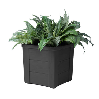 Step2 Lakewood Planter Box™ 2-Pack, Planters for Indoor or Outdoor Plants, Gardening and Flower Pot for Patio or Porch, Durable Plastic, Black