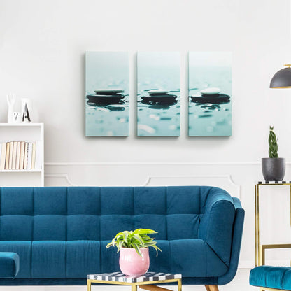 Lovely Home Essentials Zen Wall Art - 24x36 inch - Zen Wall Decor with Stones - 3 Panel Calming, Relaxing & Peaceful Canvas Print Artwork - Pictures for Spa, Therapy, Bathroom, Living Room & Office