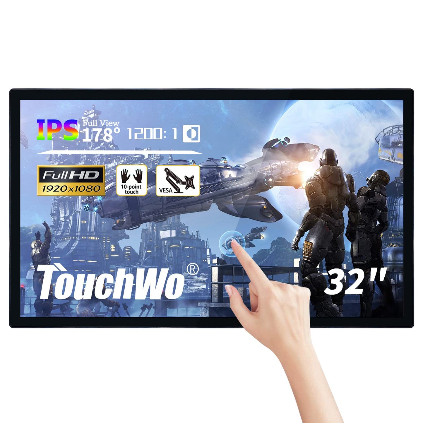 TouchWo 32 inch Interactive Touchscreen Whiteboard, Smart Board with 16:9 Display 1080P, Android 14 Touchscreen Electronic Whiteboard for Office and Classroom, RAM 4G & ROM 32G