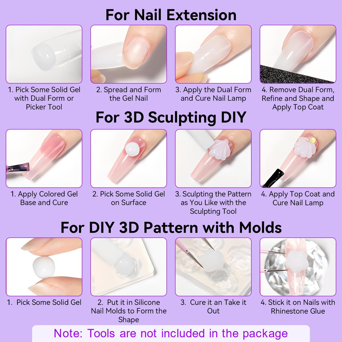 Makartt Clear Gel Builder Kit: Self-Levelling, Long Lasting Extension Hard Gels for Strengthener, Broken Nails Repair Gel Kit with Paper Forms, Dual forms, Nail File and Dual-End Brush 1.06 oz