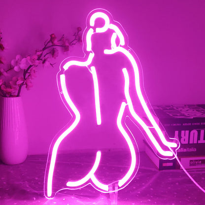 Ajoyferris Lady Back Neon Sign Dimmable LED Lady Sign Woman Neon Sign Sexy Lady Neon Signs for Bedroom Man Cave Bar Store Home Party Art Decor Gifts(16X11 inches,Blue)