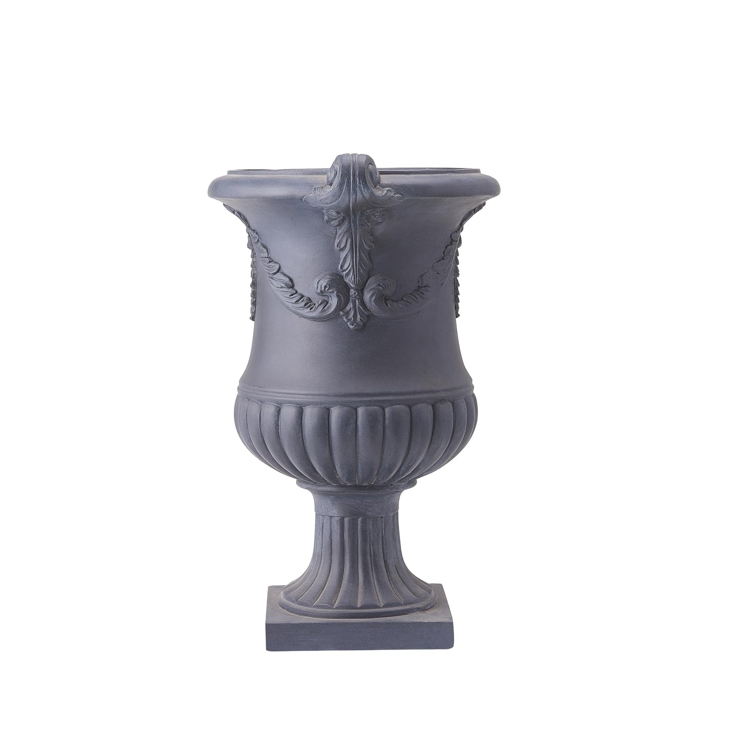 Christopher Knight Home Gary MGO Round Planters Set of 2, Outdoor Flower Pots with Floral Relief Carvings, Classical Garden Urn with Drainage Hole, Patio Urn Planters for Garden, No Assembly, Black