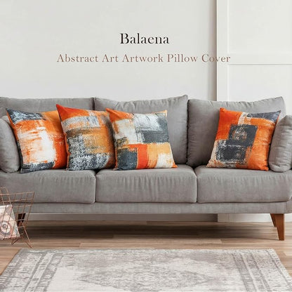 Burnt Orange Throw Pillow Covers 16x16 Set of 4 Decorative Cushion Cover Taupe Abstract Art Painting Pillow Covers for Sofa Couch Bedroom Living Room Outdoor Home Décor
