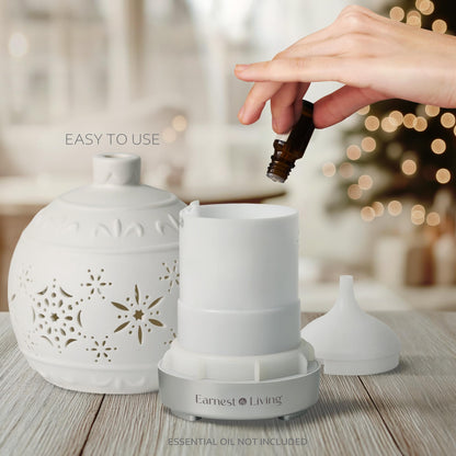 Earnest Living Essential Oil Diffuser White Ceramic Diffuser 100 ml Timers Night Lights and Auto Off Function Home Office Humidifier Aromatherapy Diffusers for Essential Oils