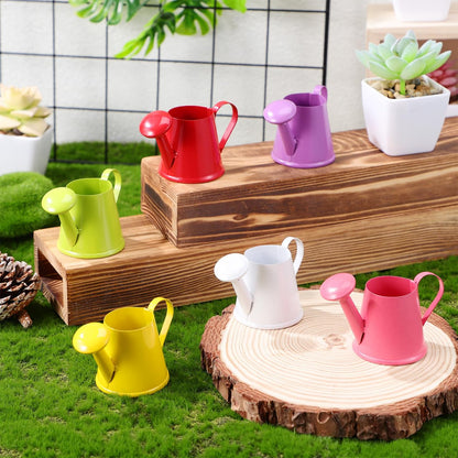 Kisangel Mini Watering can for Kids Metal Small Watering Kettle for Indoor Outdoor Plants Child Tin Toy Gardening Photo Prop 3.3X1.9X1.7 Inch