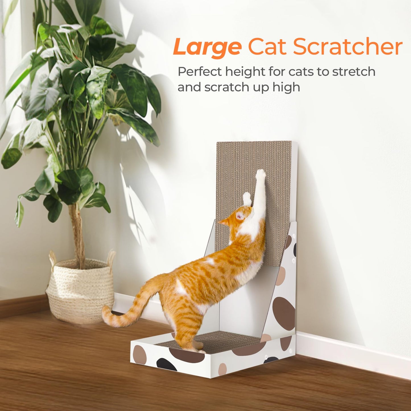 ComSaf Cat Scratcher L Shape, 25" Cat Scratching Post for Indoor Cats Adults with Cat Scratch Box and Cat Sratching Board, Vertical Wall Cat Scratch Pad Bed