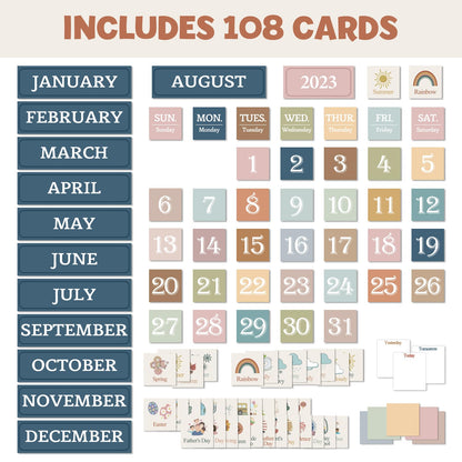 Godery Boho Calendar Pocket Chart for Classroom Cards Add-On School Supplies Teacher Decorations Bulletin Board Pre-K To 6th Grade, Black-1