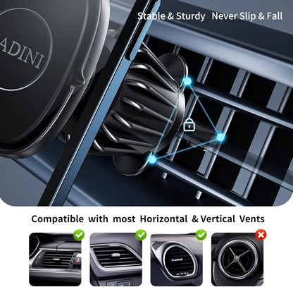 Magnetic Phone Holder for Car Vent [Metal Hook Clip] Car Mount Compatible with All Smartphones Fit All iPhone 17/16/15/14/13 Pro Max Plus & Samsung S25