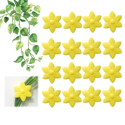 100 Pcs Plant Wall Clips with Acrylic Adhesive Sticker, Plant Climbing Wall Fixture Clips, Plant Support Clips, Self-Adhesive Hook Vine Plant Clips for Indoor Outdoor Decorations (Plum blossom-Yellow)