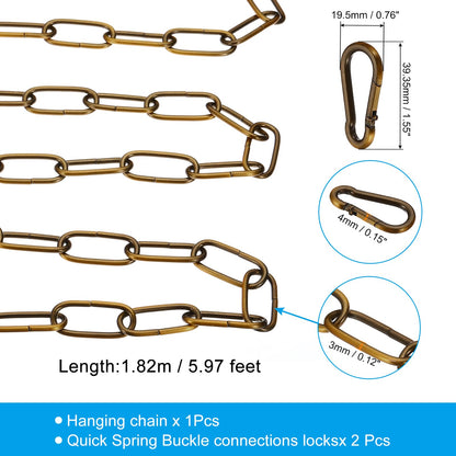 PATIKIL 6 Feet Gold Bronze Finish Lighting Hanging Chain, Metal Looping Chain for Hanging Plant Pendant Chandelier Light Fixture