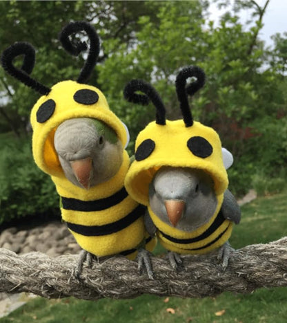Bird Costume Diaper Flight Suit Bee Shape Clothes Cosplay Photo Prop for Parrots Lovebird Budgie Parakeet Cockatiel Sun Conure, Small Animals Apparel (Bee Without Diaper, Medium), Green (BPF1)
