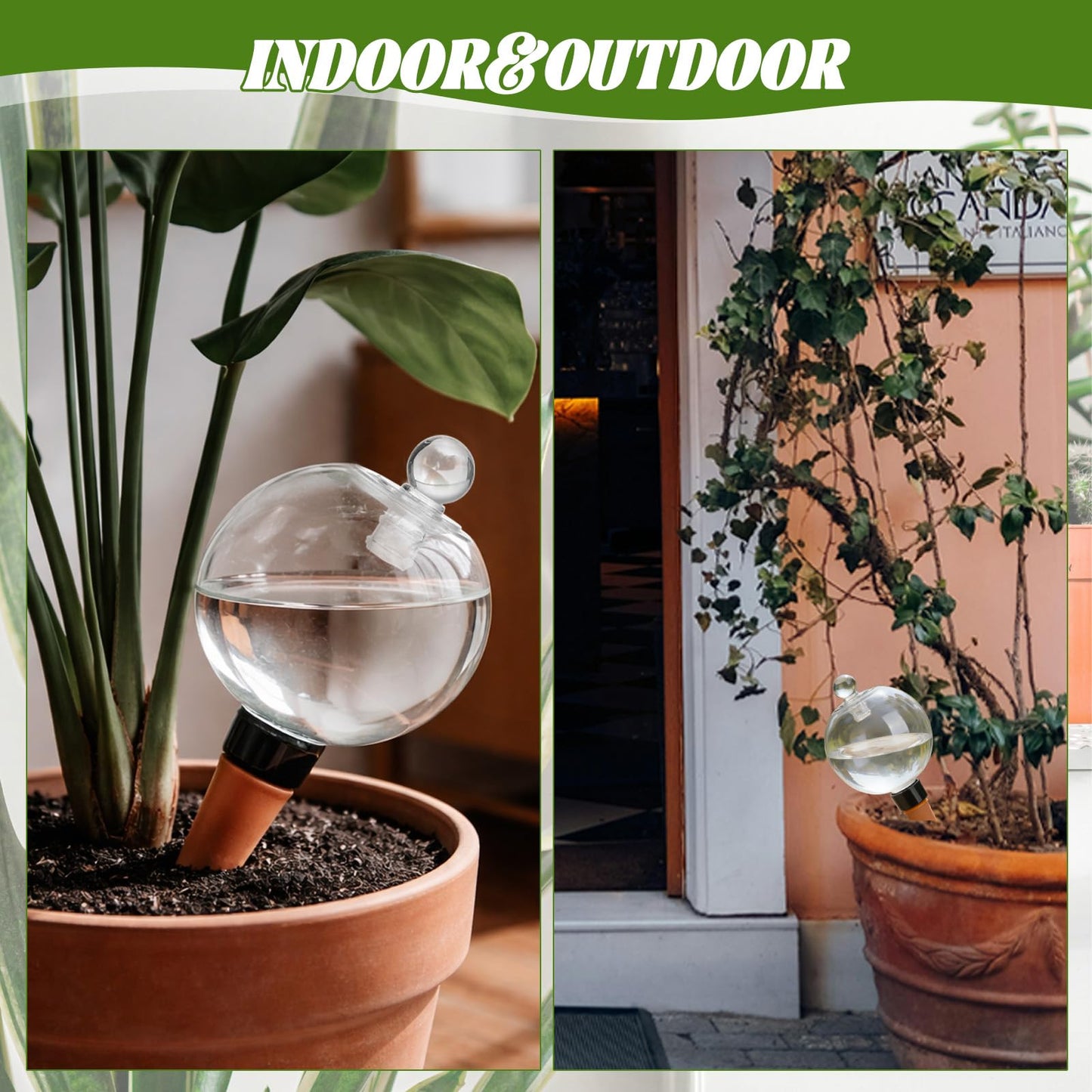 4 Pack 17.5 oz Plant Watering Globes with Covers Self Watering Planter Insert Top Fill Plastic Water Bulbs for Indoor and Outdoor Plants Watering Devices