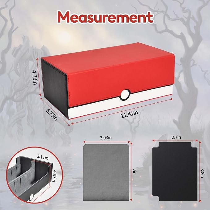 tombert TCG Card Storage Box, 1600+Capacity for MTG, YuGiOh, Sports Cards.Premium Box with 4 Dividers, 4 InsertCards & Strong Magnet Closure (2 Rows -White & Red)