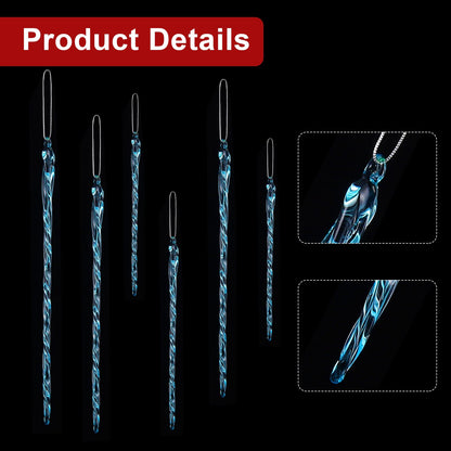 Boao Glass Icicle 3.5-7.8 Inch Twisted Glass Icicle Christmas Ornaments Hanging Decorations(Light Blue,54 Pcs)