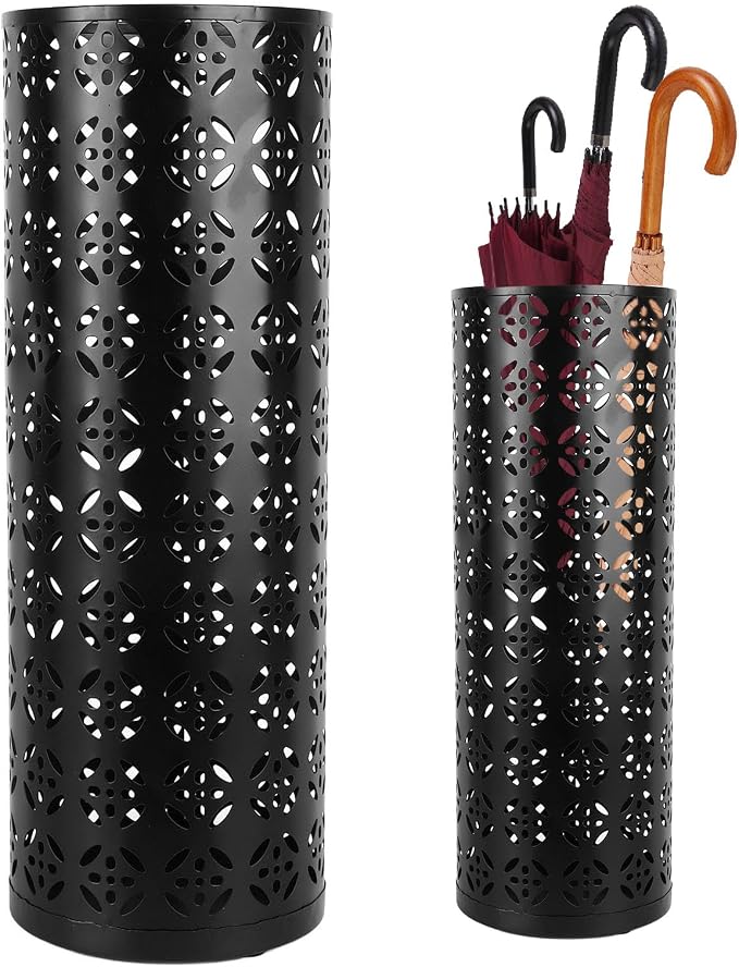 Round Umbrella Organizer Bin, Freestanding Metal Umbrella Holder Umbrella Stand Rack for Entryway, Canes Walking Sticks Holder Rain Collection for Home, Office (S 62x50cm / 24.41x19.69in)
