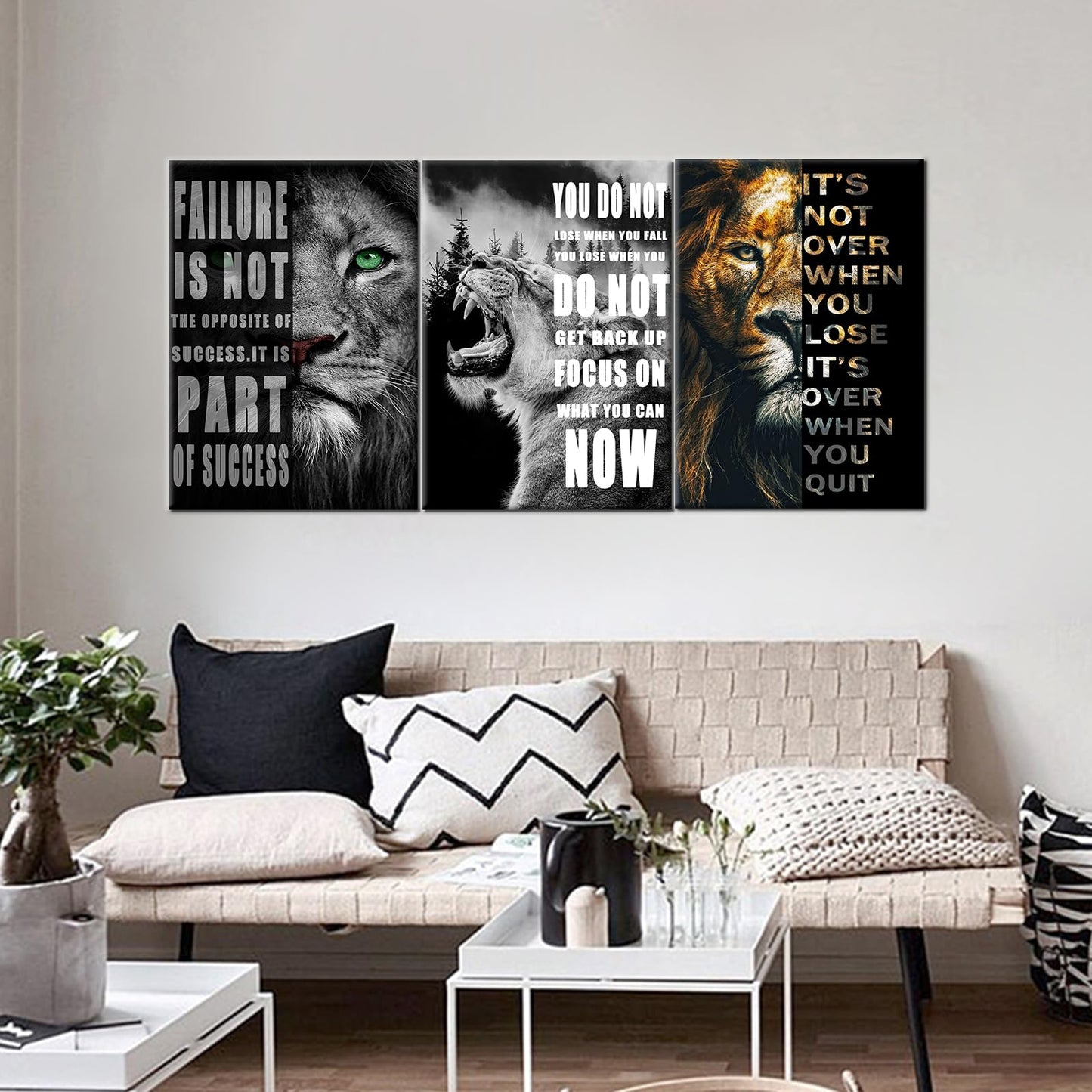 Inspirational Wall Art for Motivational Office Quotes Theme Wall Decor for Animal Leopard Canvas Prints Framed Wall Art for Bathrooms Modern Home Decor Framed and Stretched [20'' x 28'' x 3 pcs]