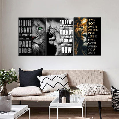 Inspirational Wall Art for Motivational Office Quotes Theme Wall Decor for Animal Leopard Canvas Prints Framed Wall Art for Bathrooms Modern Home Decor Framed and Stretched [20'' x 28'' x 3 pcs]