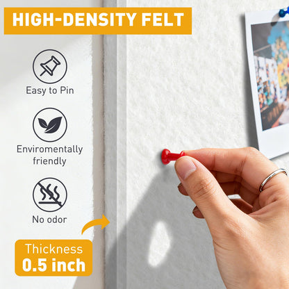 QUEENLINK Large Cork Board 48"x36", 12-Pack Self-Adhesive Felt Bulletin Board Tiles with 120 Push Pins, Square Felt Wall Panels Pin Board Tack Board Wall Organizer for Home Office Decor, White