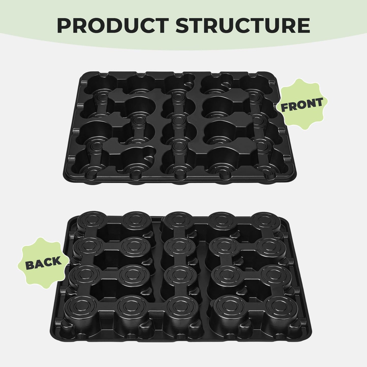 homenote 3 Inch Seed Starting Trays 5 Pack, 20-Cell Seedling Starter Trays for Indoor Outdoor Growing, Plant Starter Germination Trays for Pots Seedlings 3" Opening Compatible Pots
