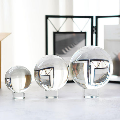 ZEERSHEE 3pcs 60/80/100mm Clear Crystal Balls with Stand Decorative Transparent Spheres Photography Prop for Magical Shots Fengshui Crystal Balls for Meditation Divination Decor