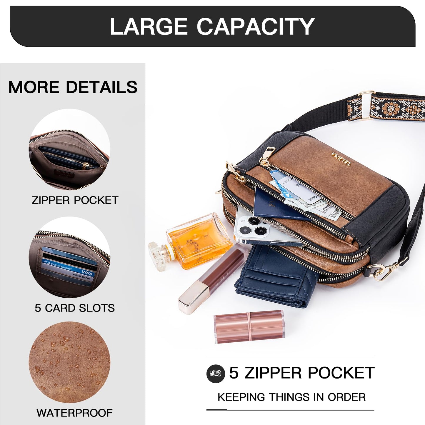Telena Small Crossbody Bags For Women Vegan Leather Crossbody Purse With Adjustable Wide Strap For Daily Life