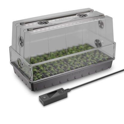 AC Infinity Heavy-Duty Large Humidity Dome w/Full Spectrum LED Grow Light Bars, Samsung LM301H EVO Diodes, 3mm Thickest Dome and 6x12 Trays, Vent Extension Panels, for Seed Starting and Propagation