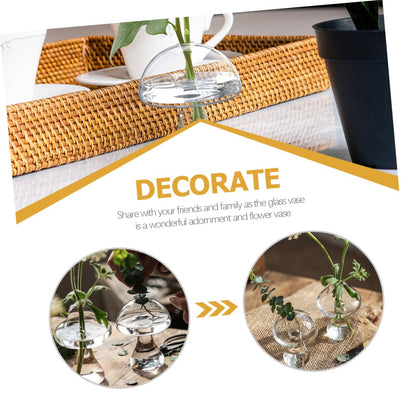 BESPORTBLE 2pcs Glass Mushroom Flower Vases Hydroponic Plant Terrariums Decorative Floral Containers for Home Office Living Bedroom Kitchen