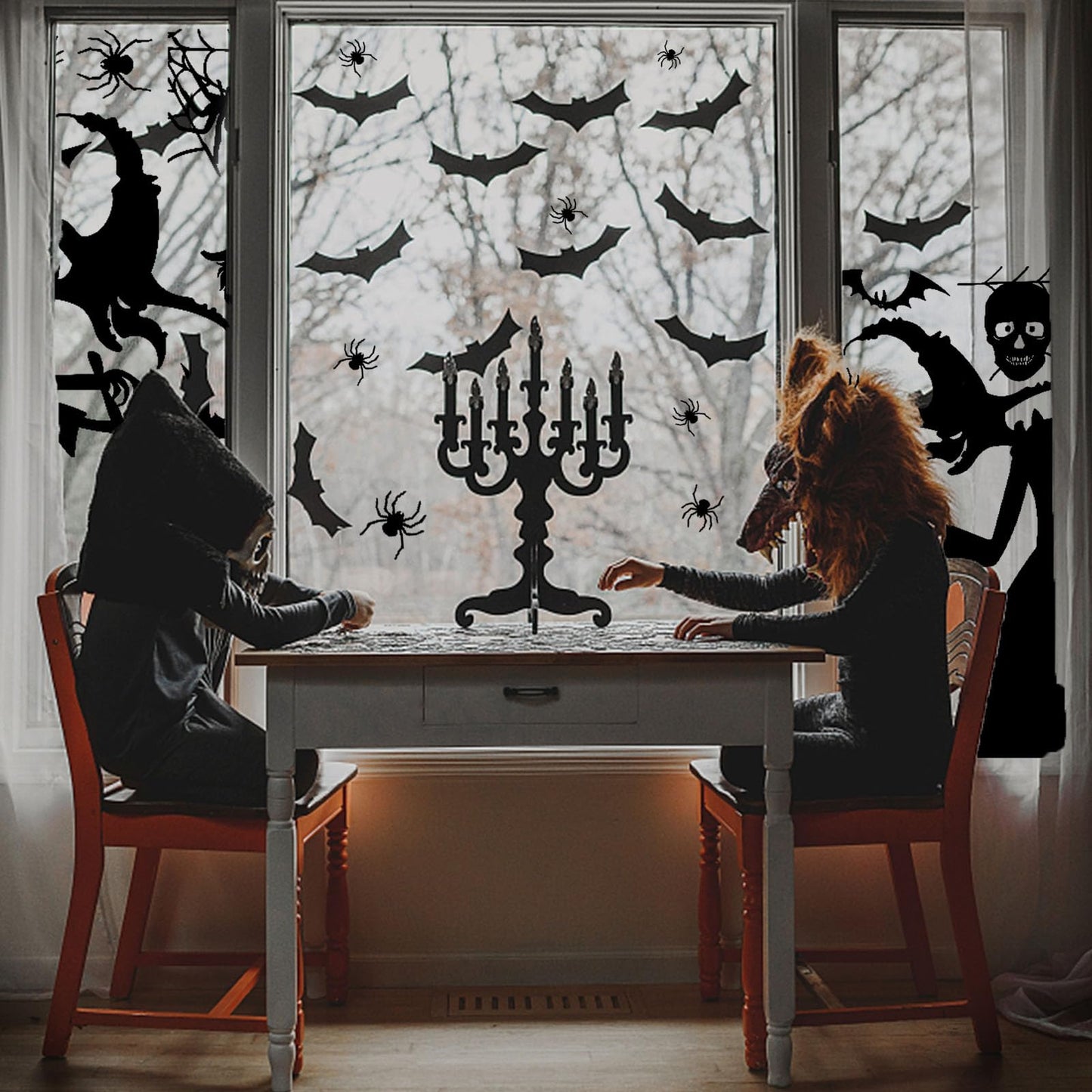 Vkinman Halloween Window Decor Large Halloween Window Silhouette Scary Witch Halloween Window Clings Halloween Stickers for Home Office School, 4 Pcs