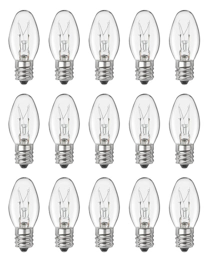 OuuKoo Salt Lamp Bulbs - 15 Watt Light Bulbs for Scentsy Wax Warmer - C7 Replacement Bulbs for Plug in Wax Diffuser- Warmwhite - Dimmable,15 Packs