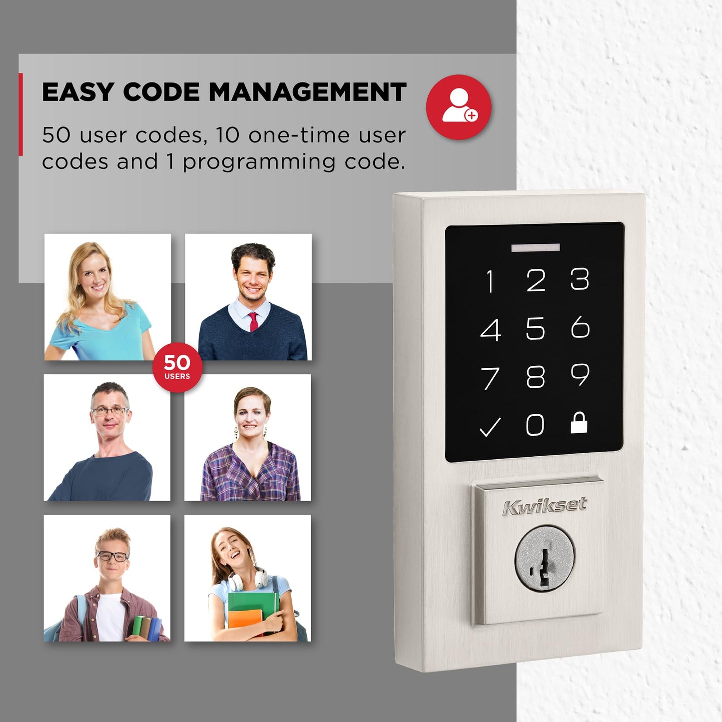 Kwikset SmartCode 270 Keyless Entry Electronic Touchpad Deadbolt Door Lock with Auto-Lock, Custom User Codes, Advanced Security in Satin Nickel Traditional