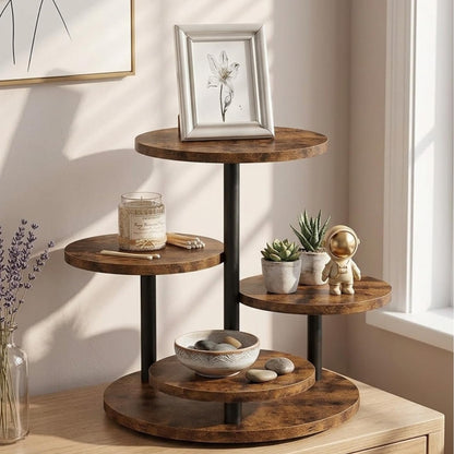 Fushiton Rustic Tiered Dessert Stand Wooden Cupcake Tower, 4-Tier Flower Shaped Cake Stand for Parties, Weddings, and Farmhouse Decor