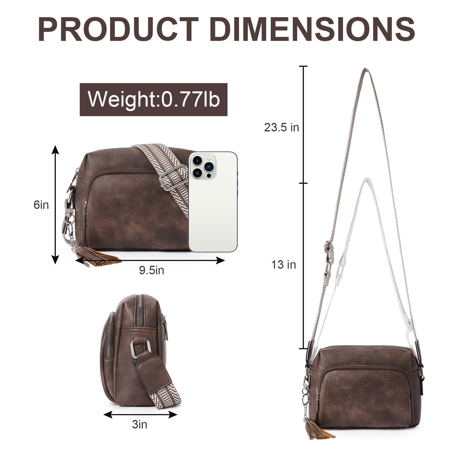 CLUCI Crossbody Bags for Women Trendy, Vegan Leather Shoulder Handbags，Purses for Women with Adjustable Wide Strap