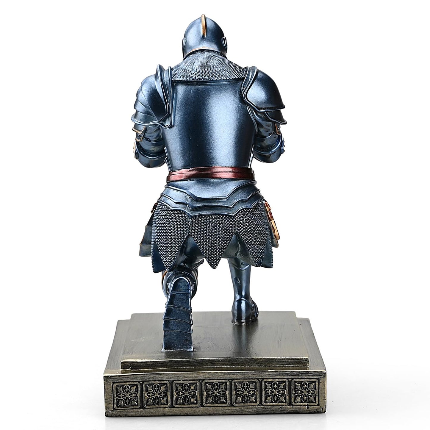 Amoysanli Medieval Armored Warrior Knight Pen Holder Desk Organizers and Accessories Resin Pencil Holder Paperweight as Gift with a Cool Letter Opener for Desk (Blue)