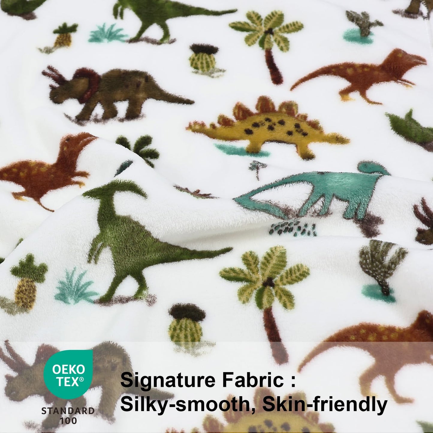 VigorSpring Dinosaur Blanket for Boys - 50"x60", Cozy Soft Plush Kids Throw Blanket for Boys Toddler, Ideal Home Party Decor & Gift for Christmas Halloween Birthday Easter