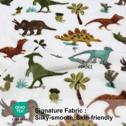 VigorSpring Dinosaur Blanket for Boys - 50"x60", Cozy Soft Plush Kids Throw Blanket for Boys Toddler, Ideal Home Party Decor & Gift for Christmas Halloween Birthday Easter