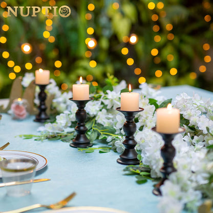 NUPTIO 2 Pcs Candle Holders for Pillar Candles, Black Candle Holder for 50mm Candles Christmas Halloween Mantlepiece Decorations, Ideal for Weddings Special Events Party Living Room