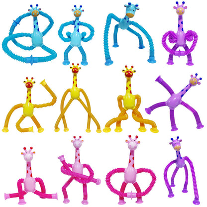 16 PCS Telescopic Suction Cup Giraffe Sensory Toys, Pop Tube Fidget Toys Bulk for Toddlers, Kids Travel, Easter Basket Stuffers, Party Favors Birthday Gifts for Boys Girls