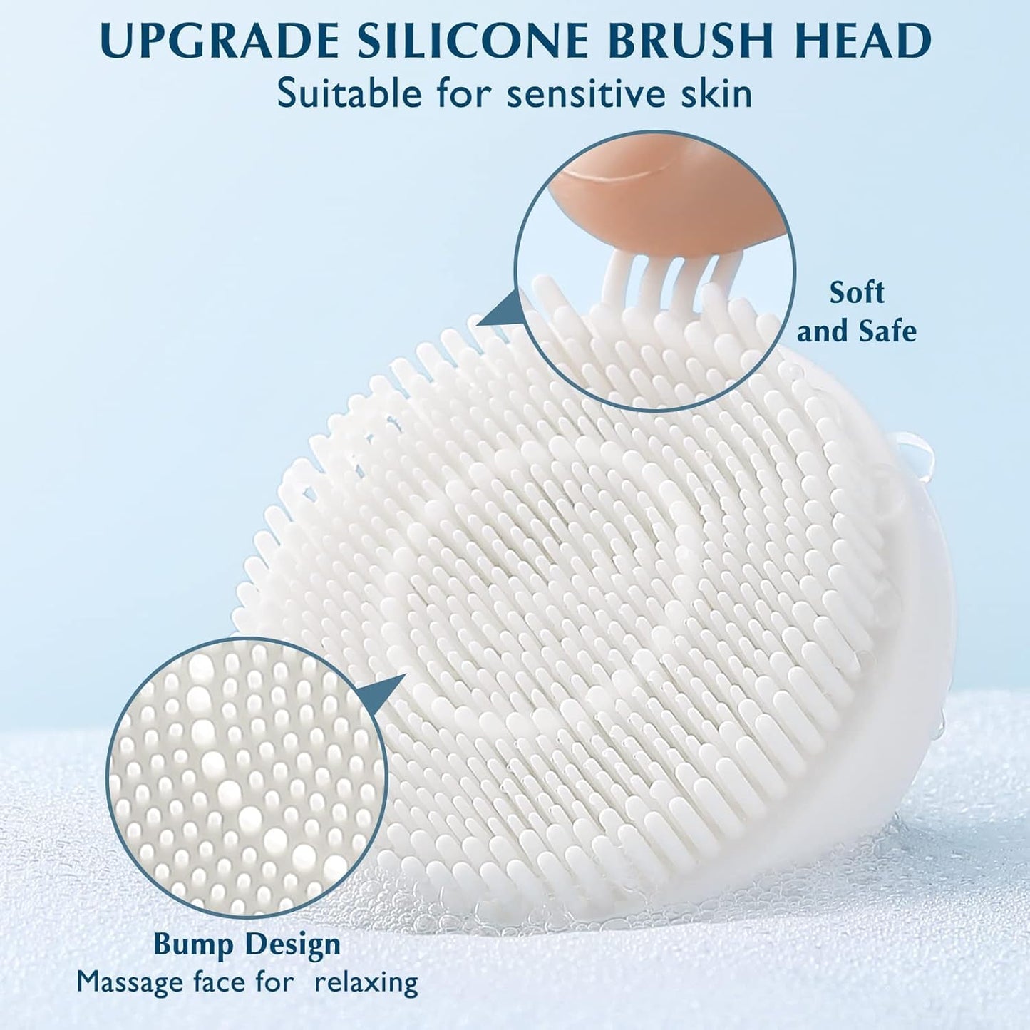 COSLUS Facial Cleansing Brush Silicone Face Scrubber: 2 in1 FBS-D Electric Exfoliating Massage Device Waterproof Deep Cleaning Exfoliation Rotating Spa Machine - Electronic Skin Care Wash Clean System
