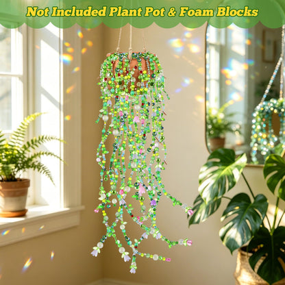 FOGWOWO 2628 Pcs Beaded Plant Kit Green Beads for Beaded Plants,Forever Plant Kit Green Glass Beads Plant Beads for Plants Making,Glass Leaf Bead for Jewelry Making DIY Crafts