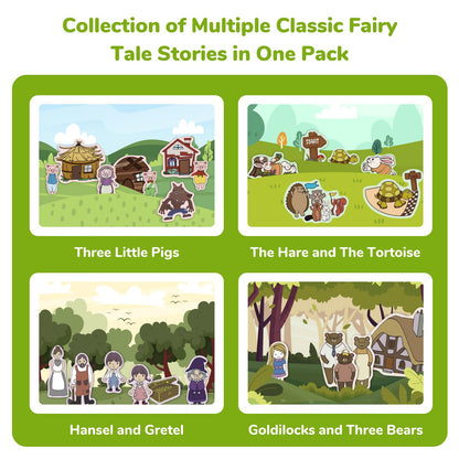 CHEFAN Felt Board Story Set, Flannel Board Stories for Toddlers Preschool, Three Little Pigs, Goldilocks and Three Bears, Hansel and Gretel, The Hare and Tortoise