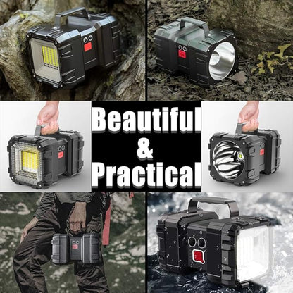 AlpsWolf Rechargeable Flashlight, LED Spotlight Flashlight 20000 Capacity 4000LM 25h Ultra-Long Standby 3+4 Lights Modes Ultra Bright Flashlight Waterproof with USB Output as a Power Bank