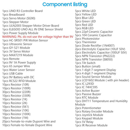 ELEGOO Upgraded UNO R3 Most Complete Starter Kit V2.0 with Tutorials Compatible with Arduino STEM Projects for Teens Adults Robotics & Engineering Kits Science | Coding | Programming Set
