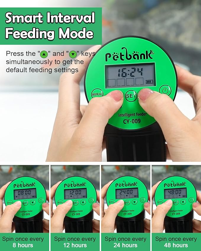 Automatic Fish Feeder for Aquariums - Rechargeable Auto Fish Food Dispenser Timer Feeder with USB Charger Cable，LCD Screen, Customized Schedule