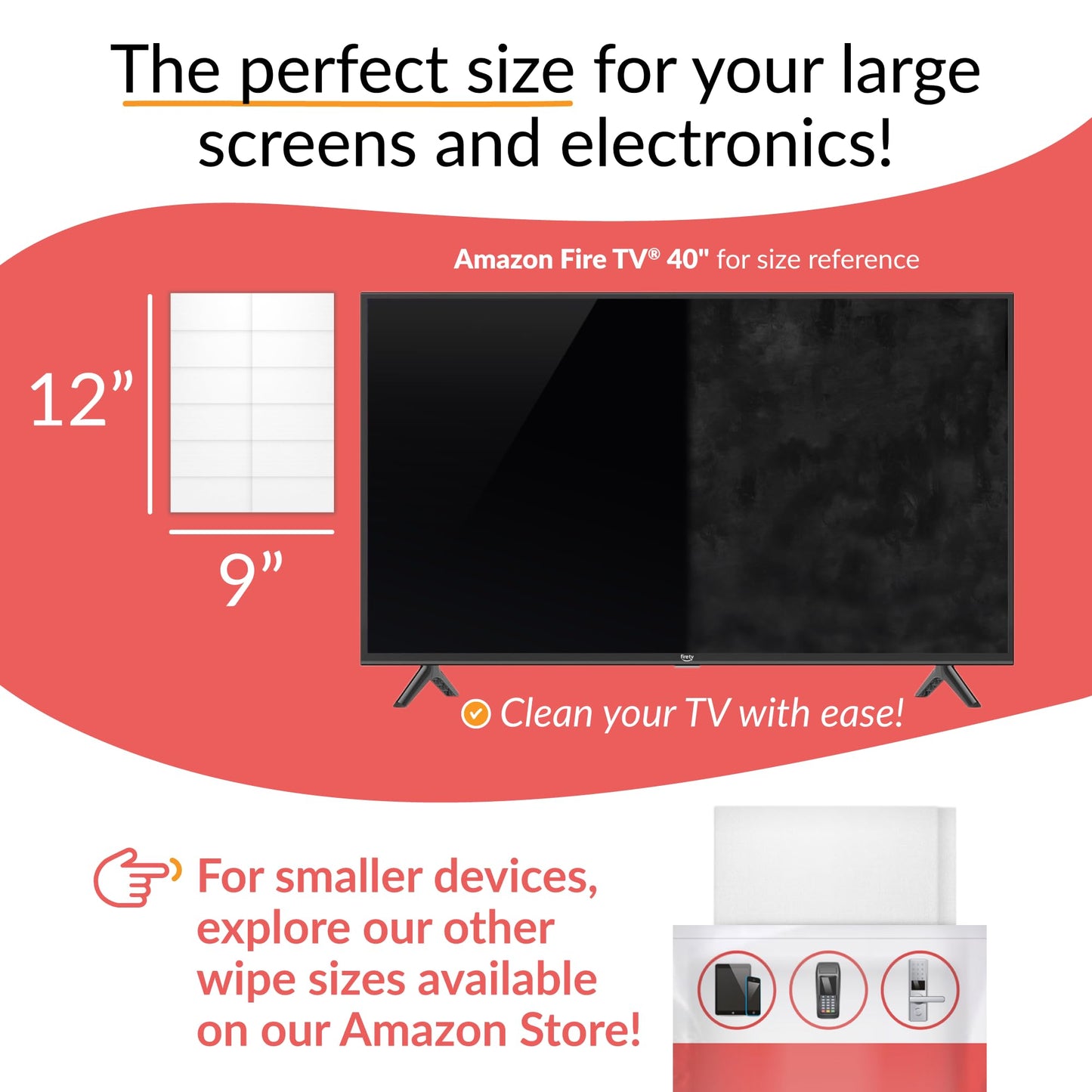 iCloth XL Wipe - 9x12 Inch Electronics Cleaning Wipe, 70% Isopropyl Alcohol, Individually Sealed - Streak-Free, Lint-Free, Restores Optical Clarity - TV, Monitor, Laptop (24 Wipes)