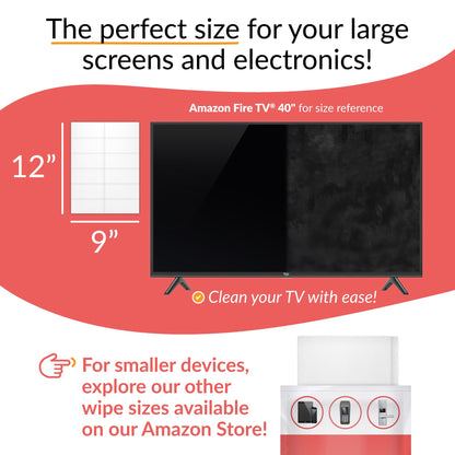 iCloth XL Wipe - 9x12 Inch Electronics Cleaning Wipe, 70% Isopropyl Alcohol, Individually Sealed - Streak-Free, Lint-Free, Restores Optical Clarity - TV, Monitor, Laptop (24 Wipes)