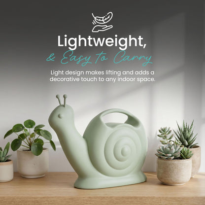 Union Products Snail Watering Can with Built-in Handle, 1.8L Capacity, Light Green - Ideal for Houseplants, Herbs, and Small Garden Beds