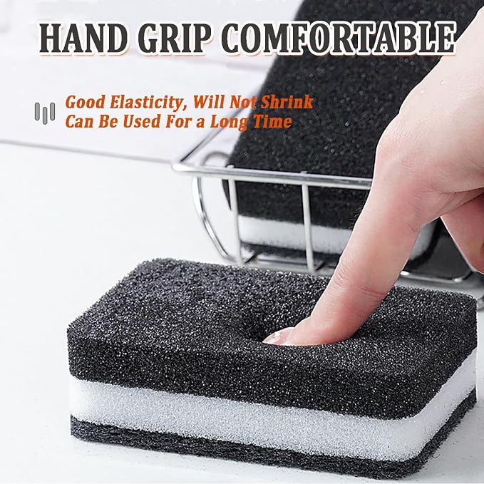 Taeku Natural Kitchen Sponge, 6 Pack Heavy Duty Scrub Cellulose Sponge Premium Multifunction Eco Friendly Cleaning Sponges for Dishes (Black)